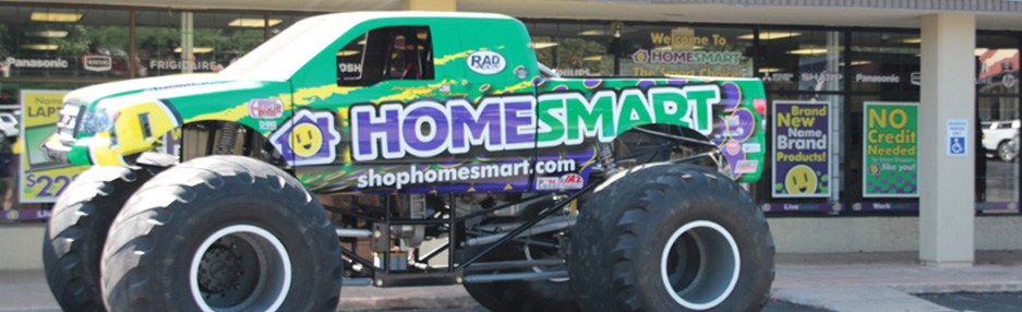 HomeSmart Store Clings and Monster Truck Wrap design